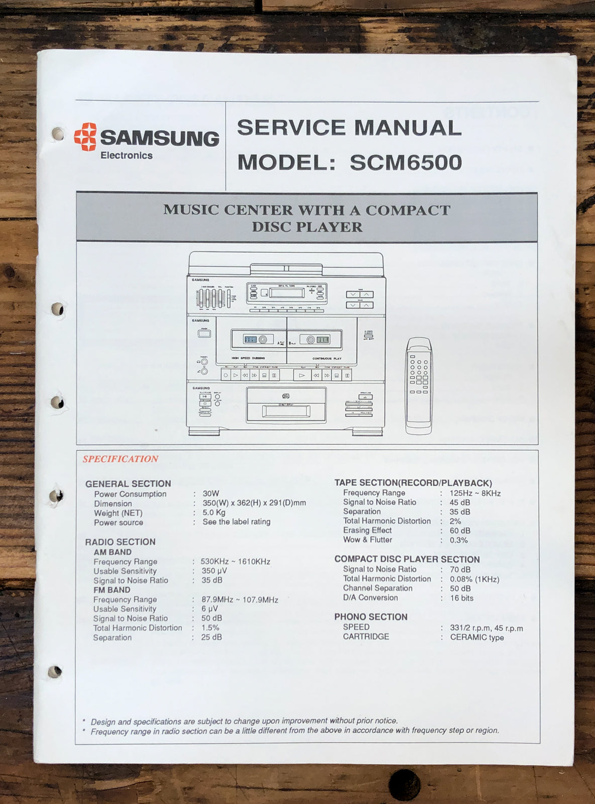 Samsung SCM6500 SCM-6500 Stereo  Service Manual *Original*