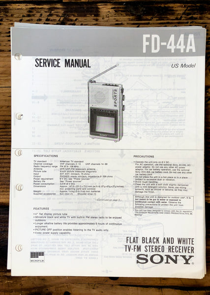 Sony FD-44A Watchman TV  Service Manual *Original*