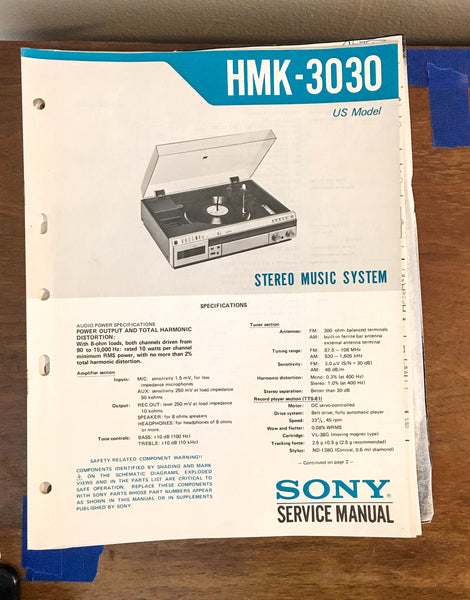 Sony HMK-3030 Stereo Music System Service Manual *Original*