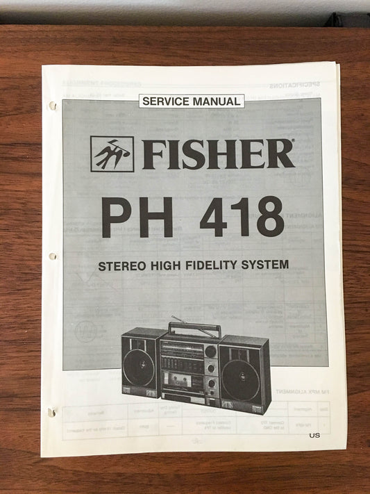 Fisher PH 418 Cassette Recorder Service Manual *Original*