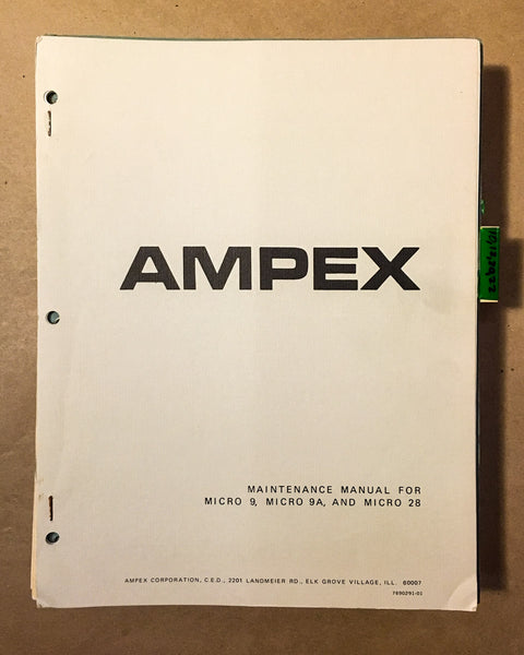 Ampex Micro 9 9A 28 Cassette  Service Manual *Original*