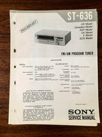 Sony ST-636 TUNER PRELIMINARY Service Manual *Original* #1