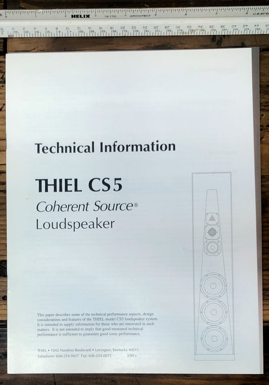 Thiel CS 5 Speaker Dealer Brochure  *Original*