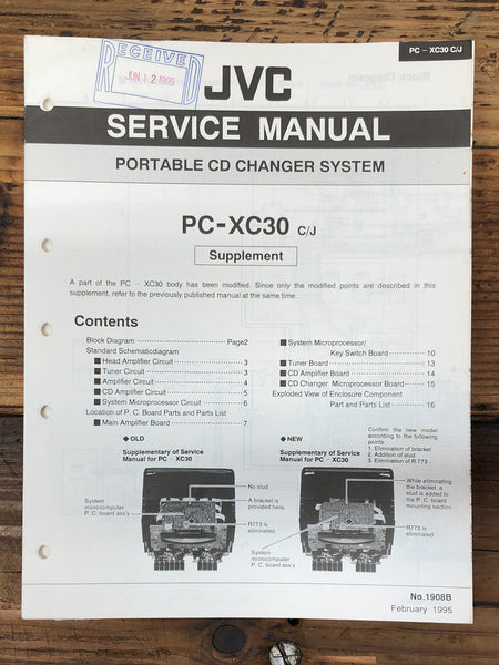 JVC PC-XC30 CD Changer Supp. Service Manual *Original* #1