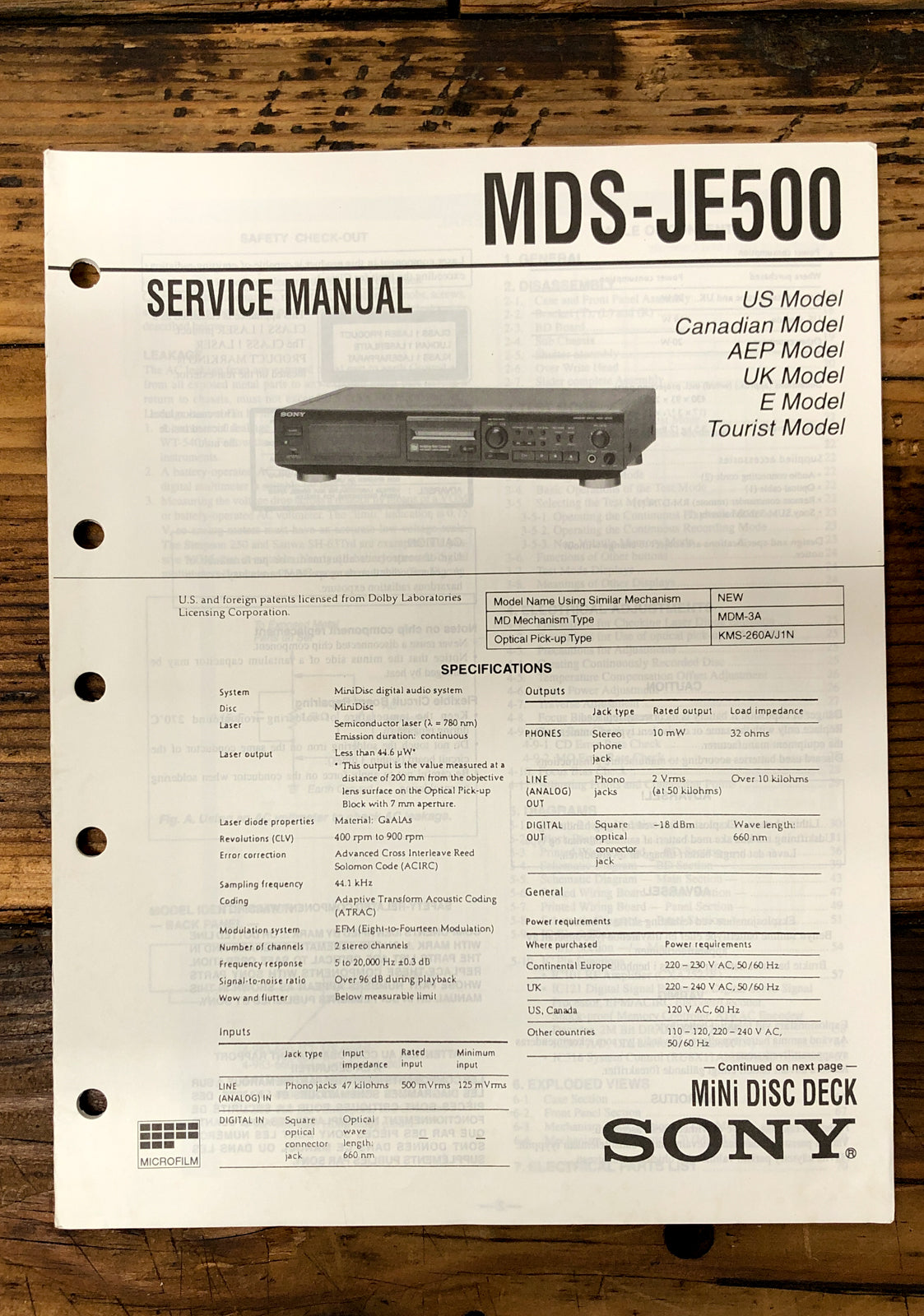 MD MiniDisc Deck Service Manual *Original* Vintage Audio Store