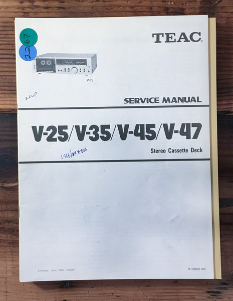 Teac V-25 V-35 V-45 V-47 Cassette Service Manual *Original*