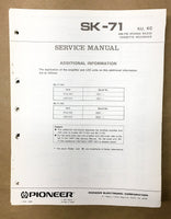 Pioneer SK-71 Radio Cassette Supplemental Service Manual *Original*