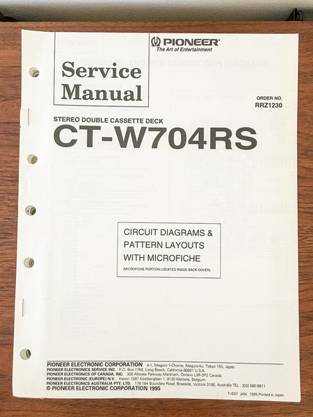 Pioneer CT-W704RS Cassette Service Manual *Original*