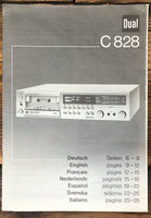 Dual C 828 C828 Cassette  User / Owners Manual *Original*
