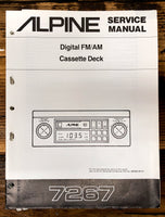 Alpine Model 7267 Car Stereo  Service Manual *Original*