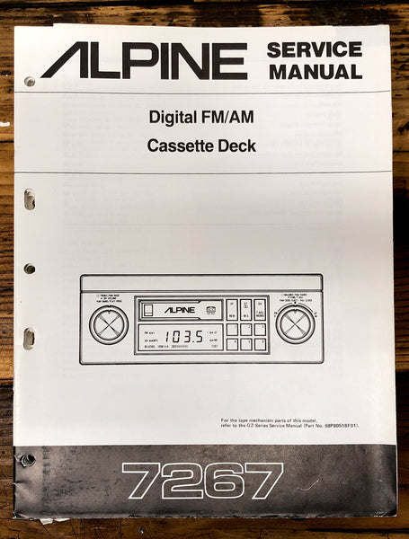 Alpine Model 7267 Car Stereo  Service Manual *Original*