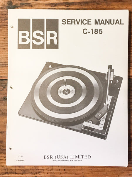 BSR C185 C-185 Record Player / Turntable Service Manual *Original*