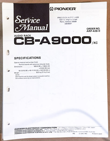 Pioneer CB-A9000 Audio Rack Service Manual *Original*