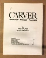 Carver C-3 Preamp / Preamplifier  Service Manual *Original*