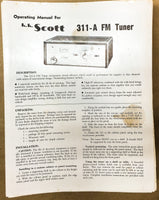 H.H. Scott Model 311-A / 311A Tuner Operating Manual *Original*