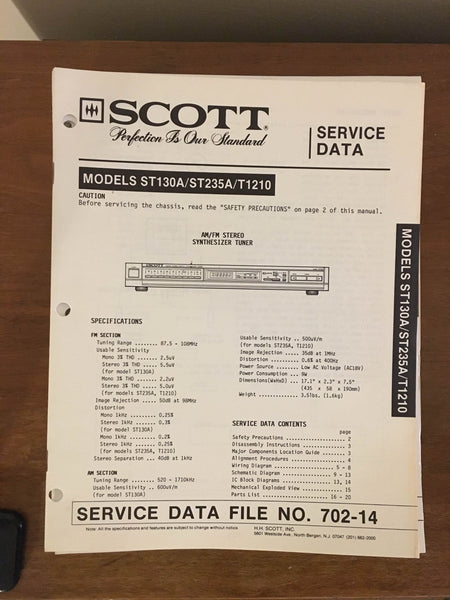 Scott ST130A ST235A T1210 TUNER  Service Manual *Original*