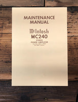 McIntosh MC-240 MC240 Tube Amplifier  Service Manual *Original*