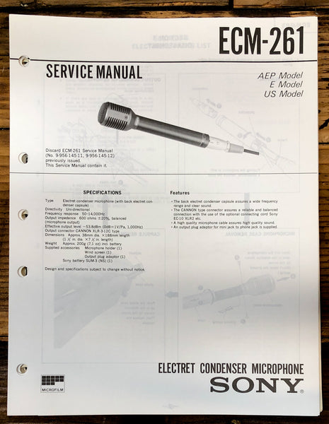 Sony ECM-261 Microphone  Service Manual *Original*