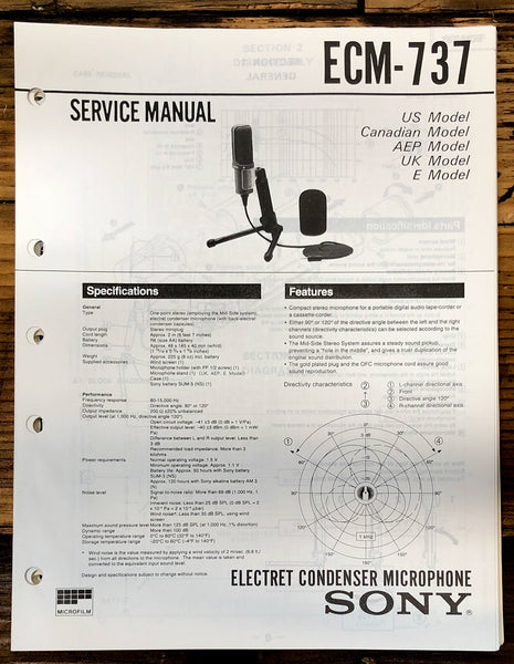 Sony ECM-737 Microphone  Service Manual *Original*