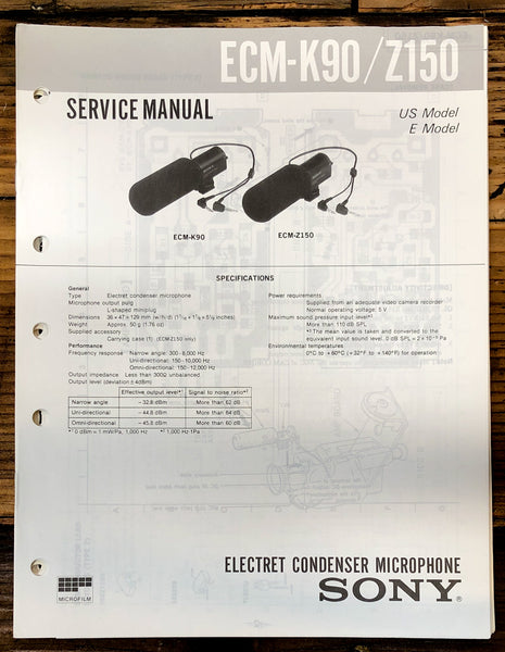 Sony ECM-K90 -Z150 Microphone  Service Manual *Original*