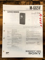 Sony M-665V Micro Cassette  Service Manual *Original*