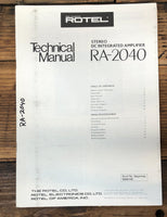 Rotel RA-2040 Amplifier  Service Manual *Original*