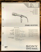 Sony F-760 Microphone  Service Manual *Original*