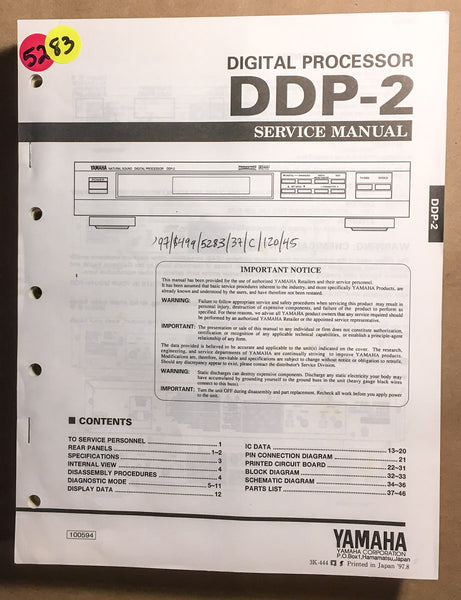 Yamaha DDP-2 Digital Processor  Service Manual *Original*