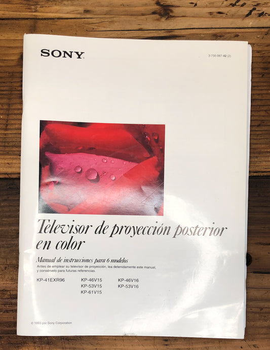 Sony KP-41EXR96 -53V15 -61V15 -46V16 TV  Owners / User Manual *Orig FRENCH*
