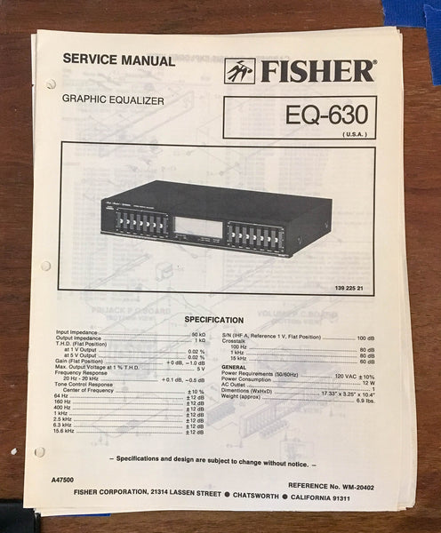 Fisher EQ-630  Service Manual *Original*
