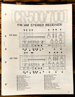 Yamaha CR-500 CR-700 Receiver Adjustments Schematic Specs Manual *Original*