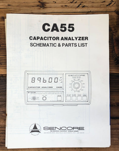 Sencore  CA55 CA-55 Capacitor Analyzer  Schematic & Parts List Manual *Orig*