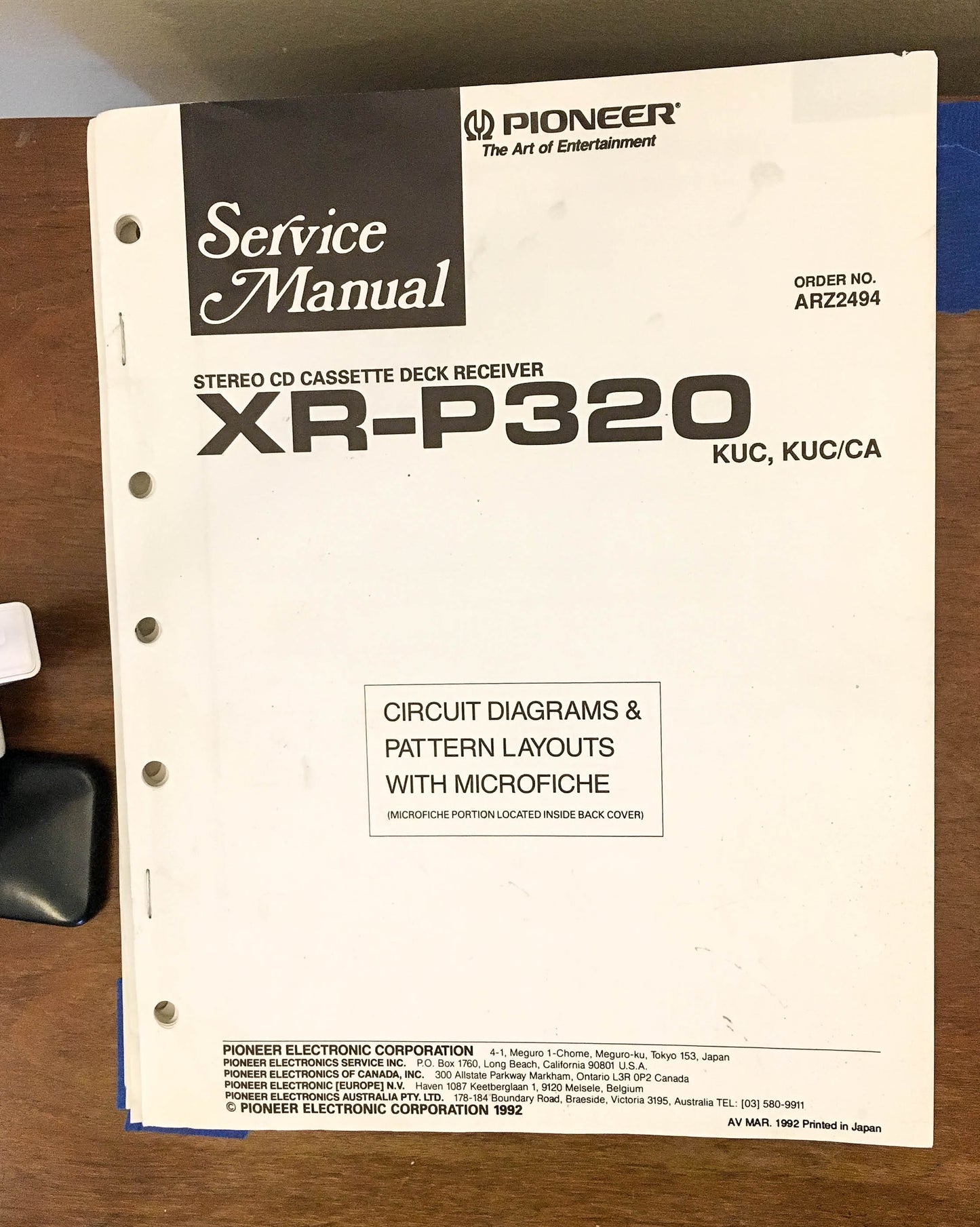 Pioneer XR-P320 Stereo System Service Manual *Original*