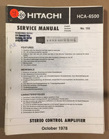 Hitachi HCA-6500 Preamp / Preamplifier  Service Manual *Original*