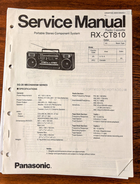 Panasonic RX-CT810 Radio Cassette Service Manual *Original*