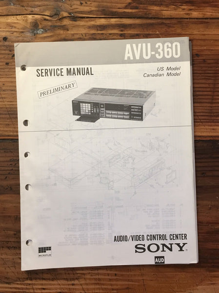 Sony AVU-360 AV Control Center  Prelim. Service Manual *Original*