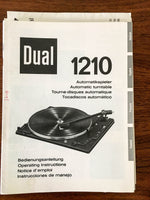 Dual 1210 Record Player / Turntable Owners / Operating Manual *Original*