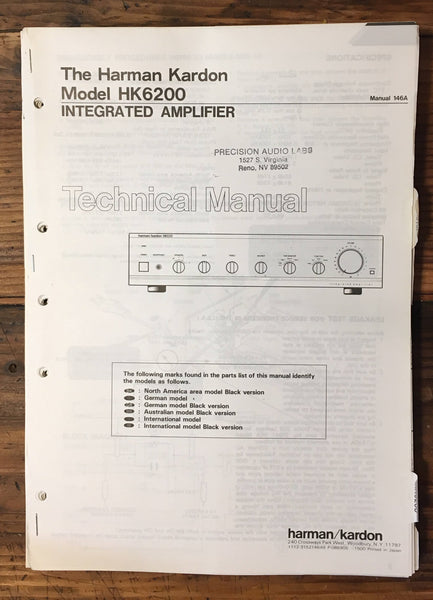 Harman Kardon HK 6200 HK-6200 Amplifier Service Manual *Original*