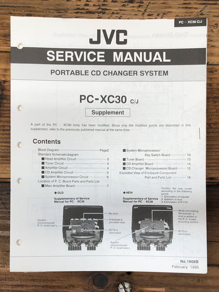 JVC PC-XC30 CD Changer Supp. Service Manual *Original* #2