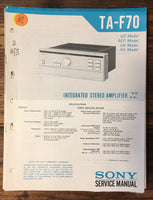 Sony TA-F70 Amplifier Service Manual *Original*