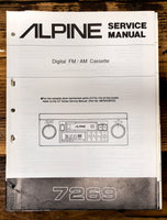 Alpine Model 7269 Car Stereo  Service Manual *Original*