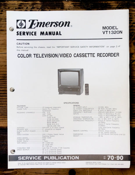 Emerson VT1320N TV  Service Manual *Original*