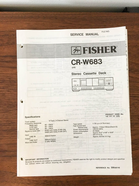 Fisher CR-W683 Cassette Service Manual *Original*