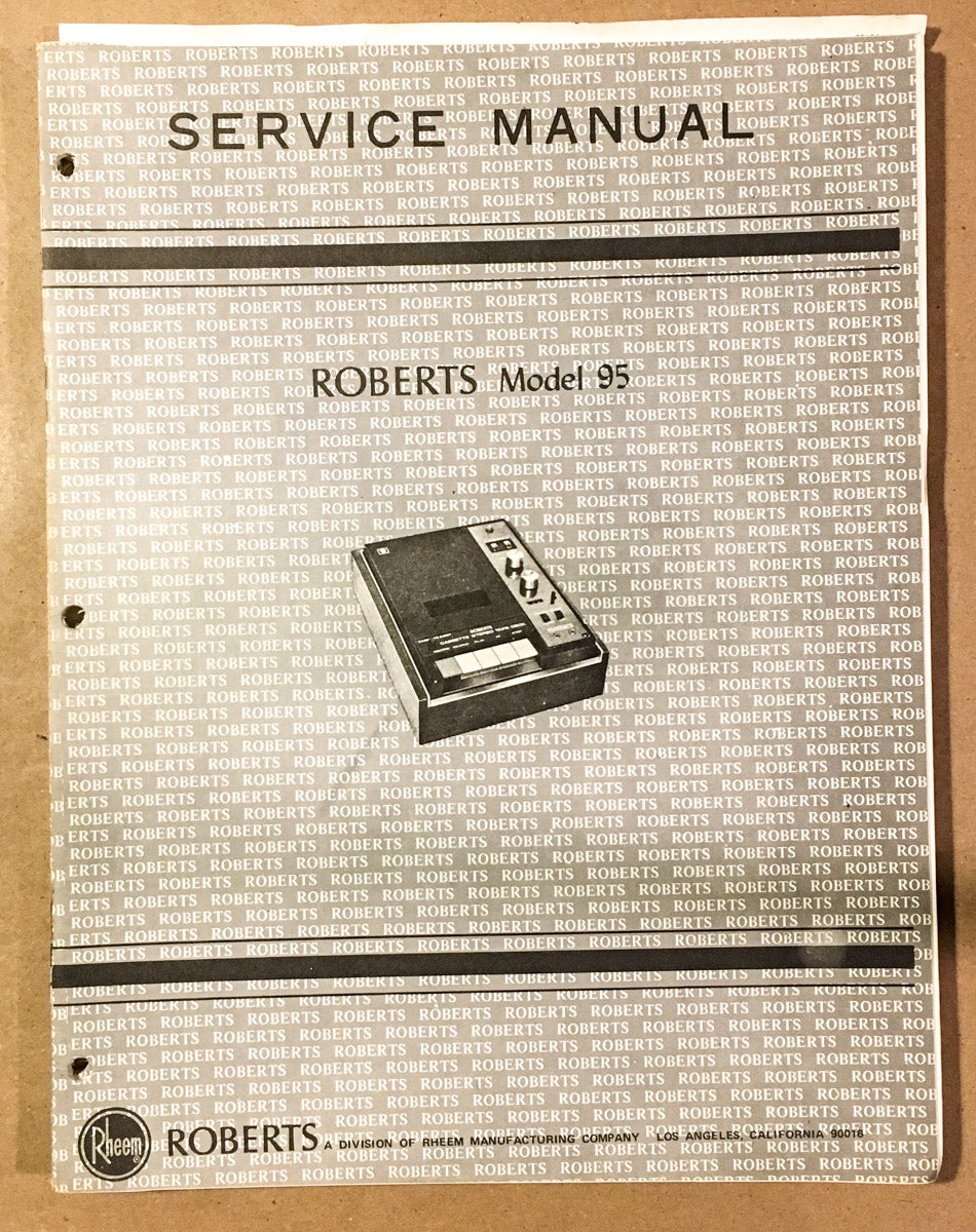 Roberts Model 95 Tape Recorder  Service Manual *Original*