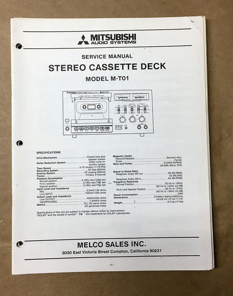 Mitsubishi M-T01 Cassette Service Manual *Original*