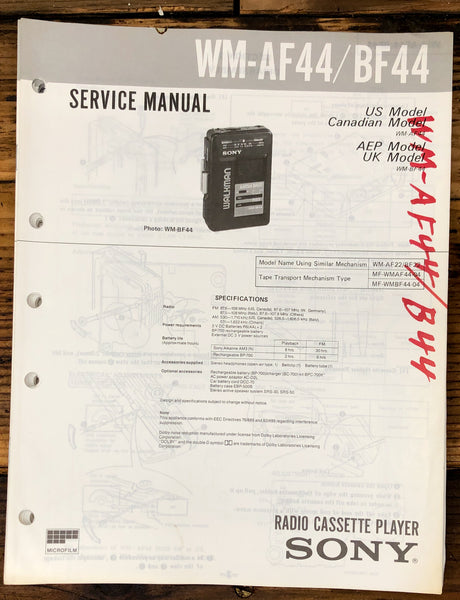 Sony WM-AF44 WM-BF44   Service Manual *Original*