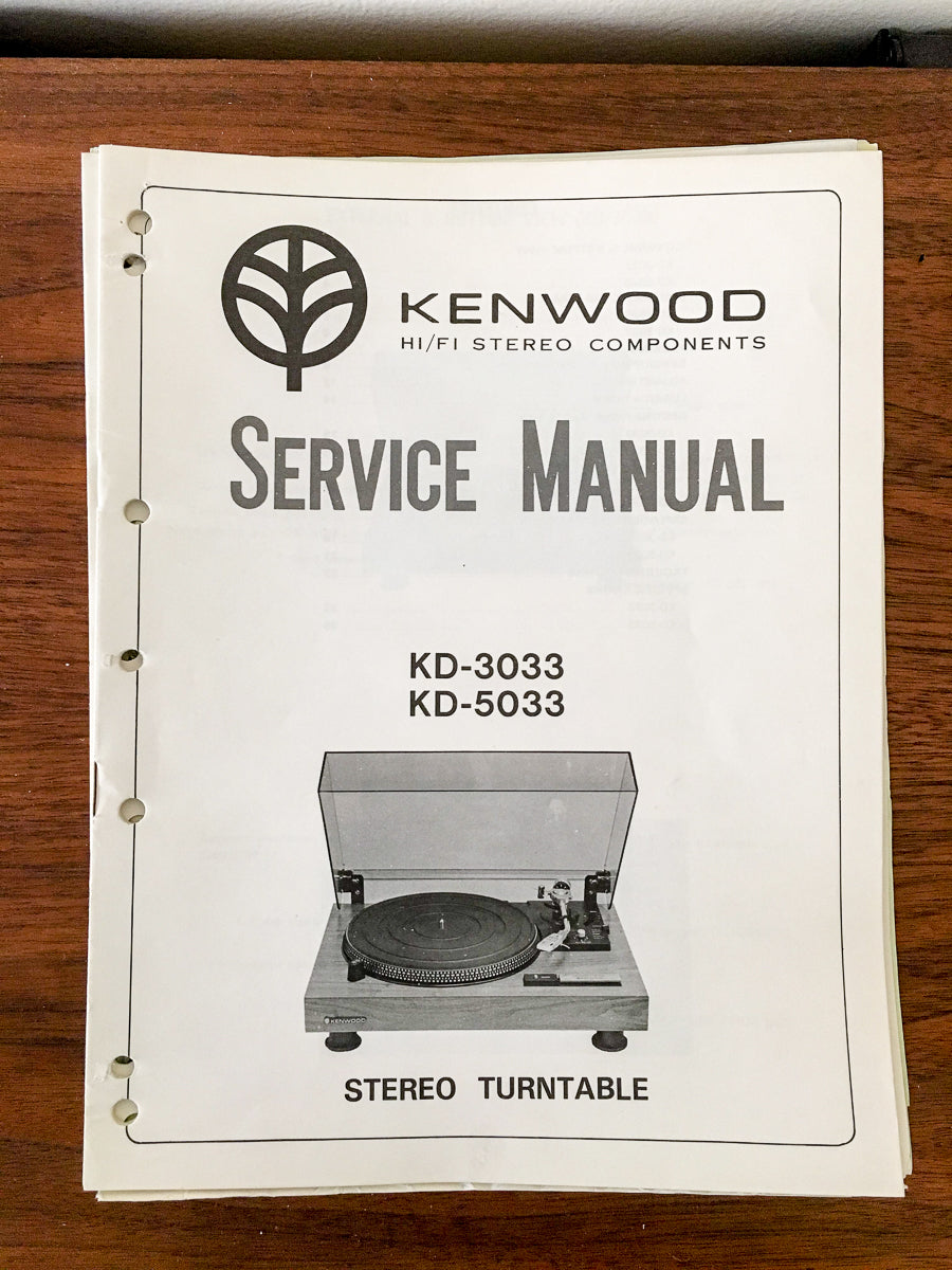 Kenwood KD-3033 KD-5033 Record Player / Turntable  Service Manual *Original*