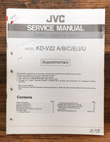 JVC KD-V22 Cassette  Supplementary Service Manual *Original*