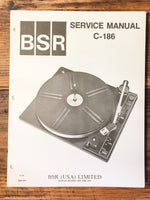 BSR C186 C-186 Record Player / Turntable Service Manual *Original*