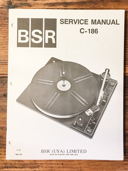 BSR C186 C-186 Record Player / Turntable Service Manual *Original*